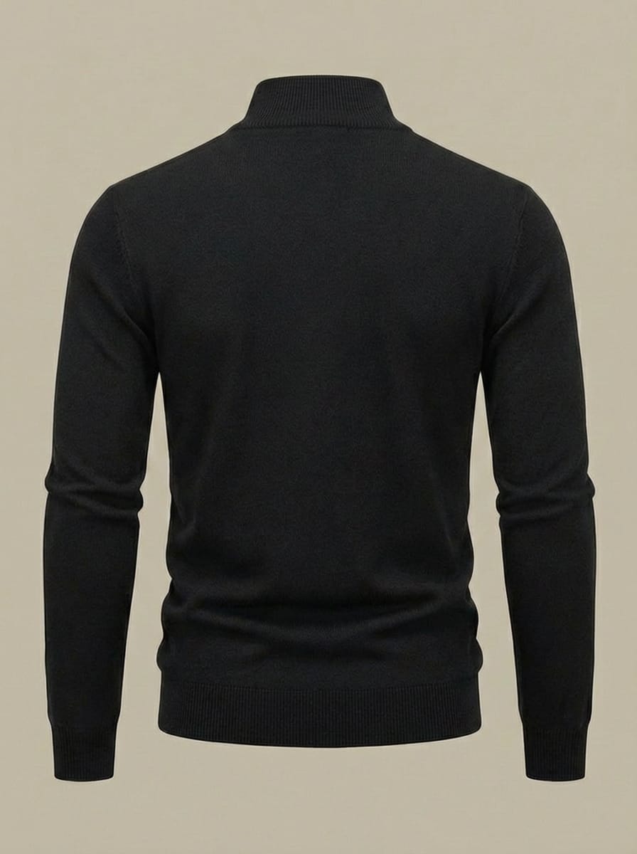 Pull Homme en Maille Côtelée | Col Montant Demi-Zip