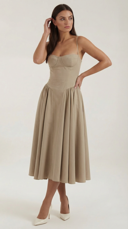 Robe midi corset femme imprimé fleuri