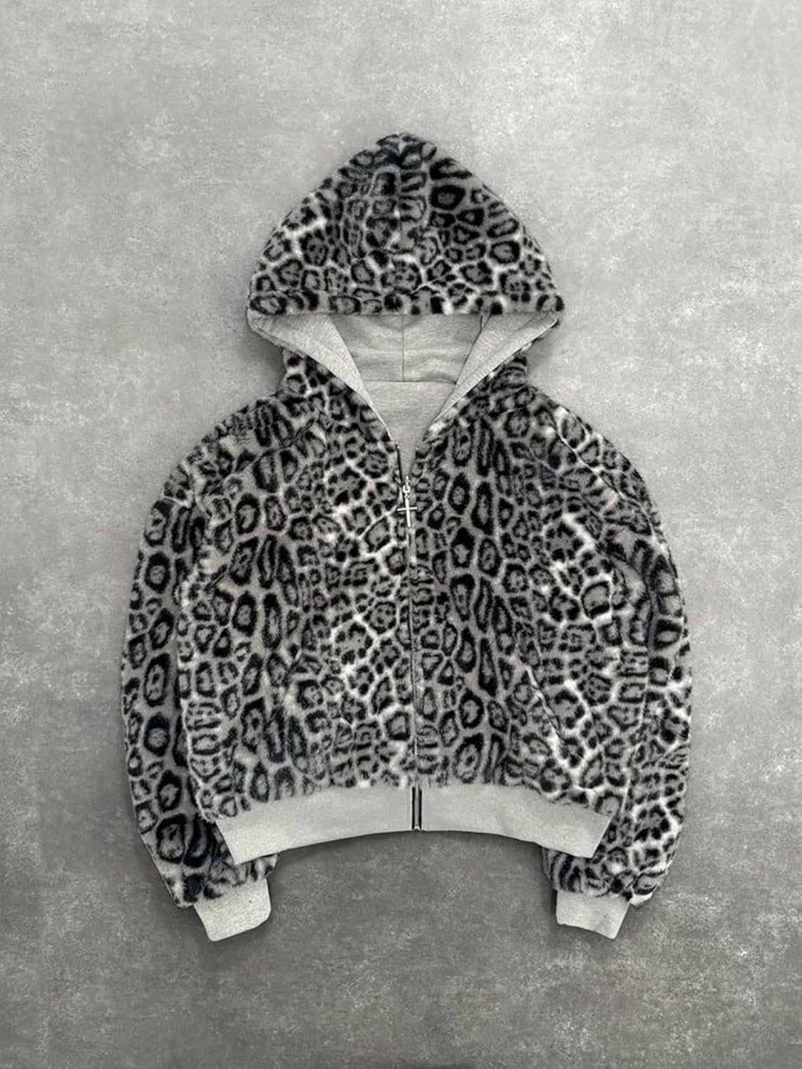 Sweat à capuche femme réversible léopard