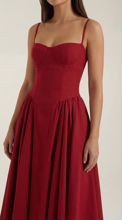 Robe midi corset femme imprimé fleuri