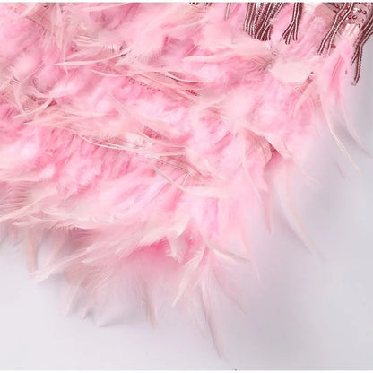 Élora – Robe Mini de Luxe à Plumes
