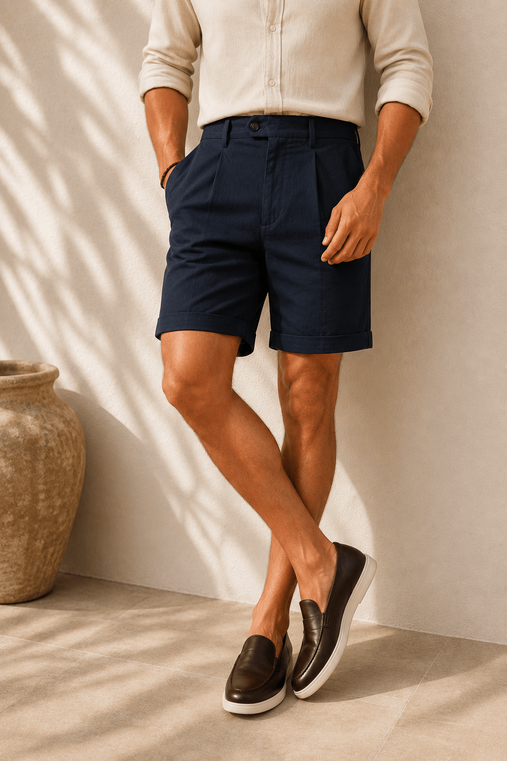 Short Homme d'Été à Plis | Coupe Droite