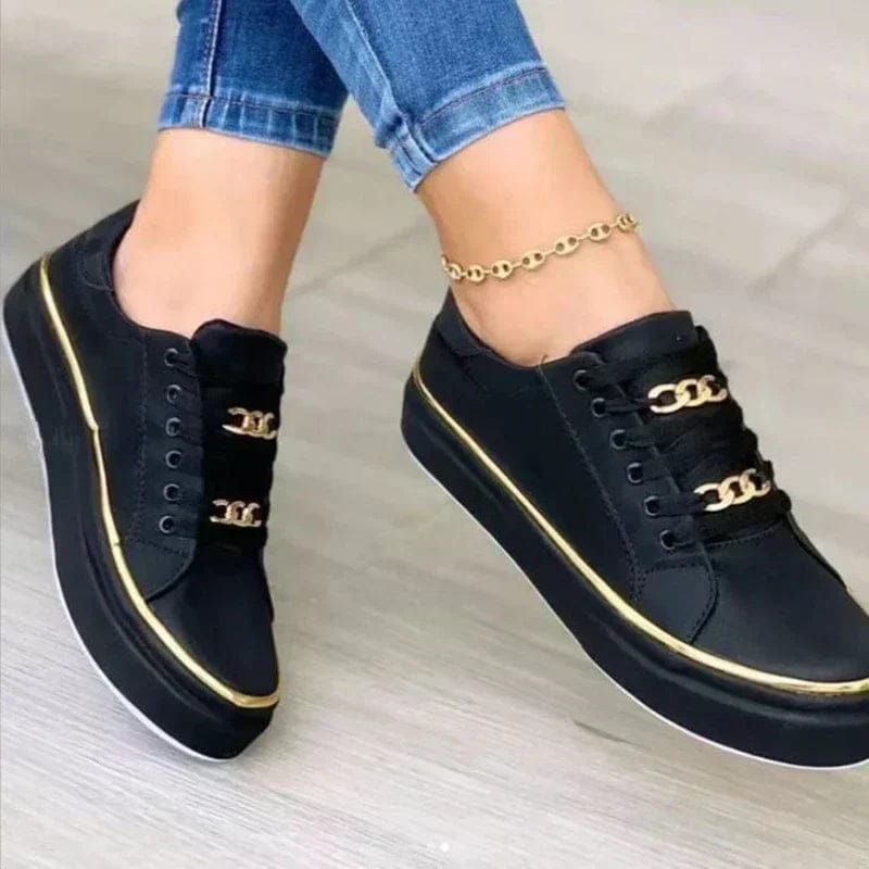 Chaussures Orthopédiques Femme à Lacets | Détails Dorés