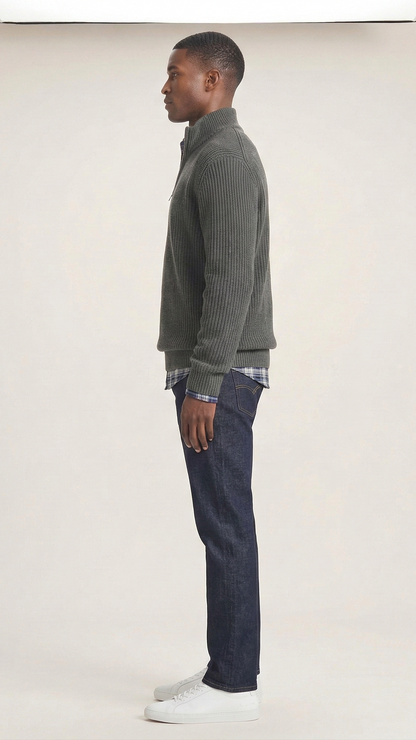 Pull homme col camionneur zippé