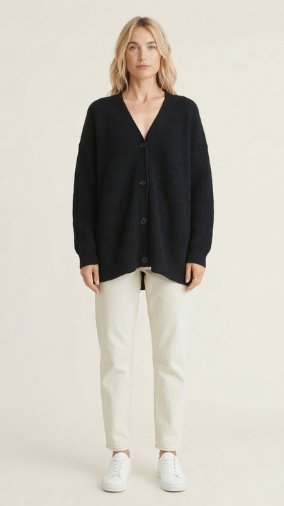 Cardigan maille femme boutonné col V