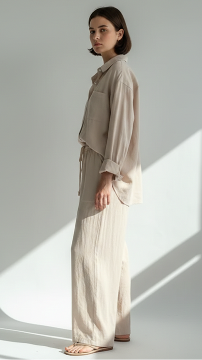 Ensemble 2 pièces femme effet lin