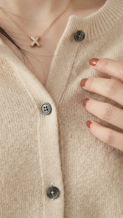 Cardigan maille femme col rond boutonné