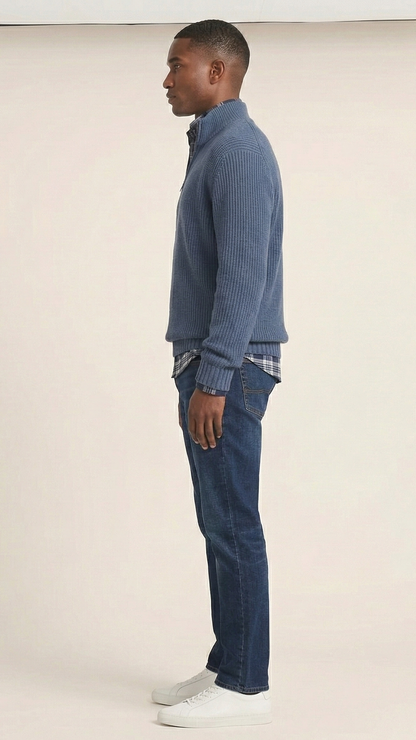 Pull homme col camionneur zippé