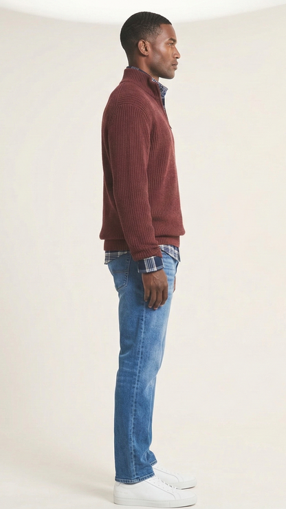 Pull homme col camionneur zippé