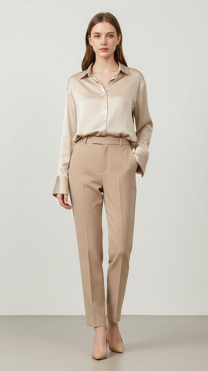 Chemise femme en soie manches longues