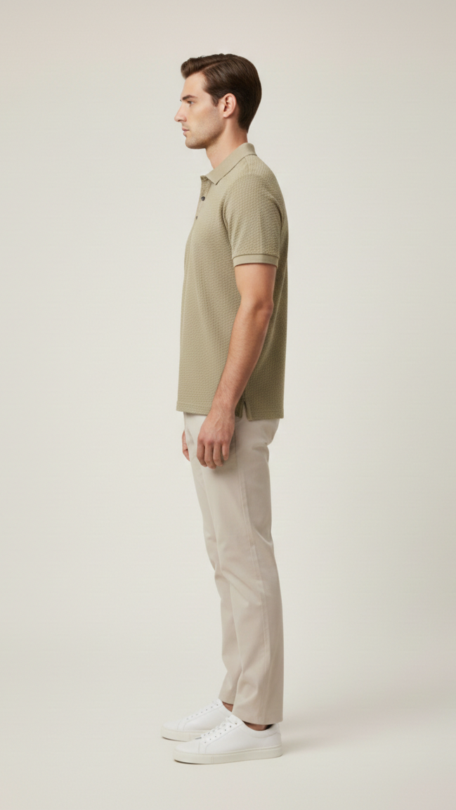 Polo Homme en Maille Ajourée