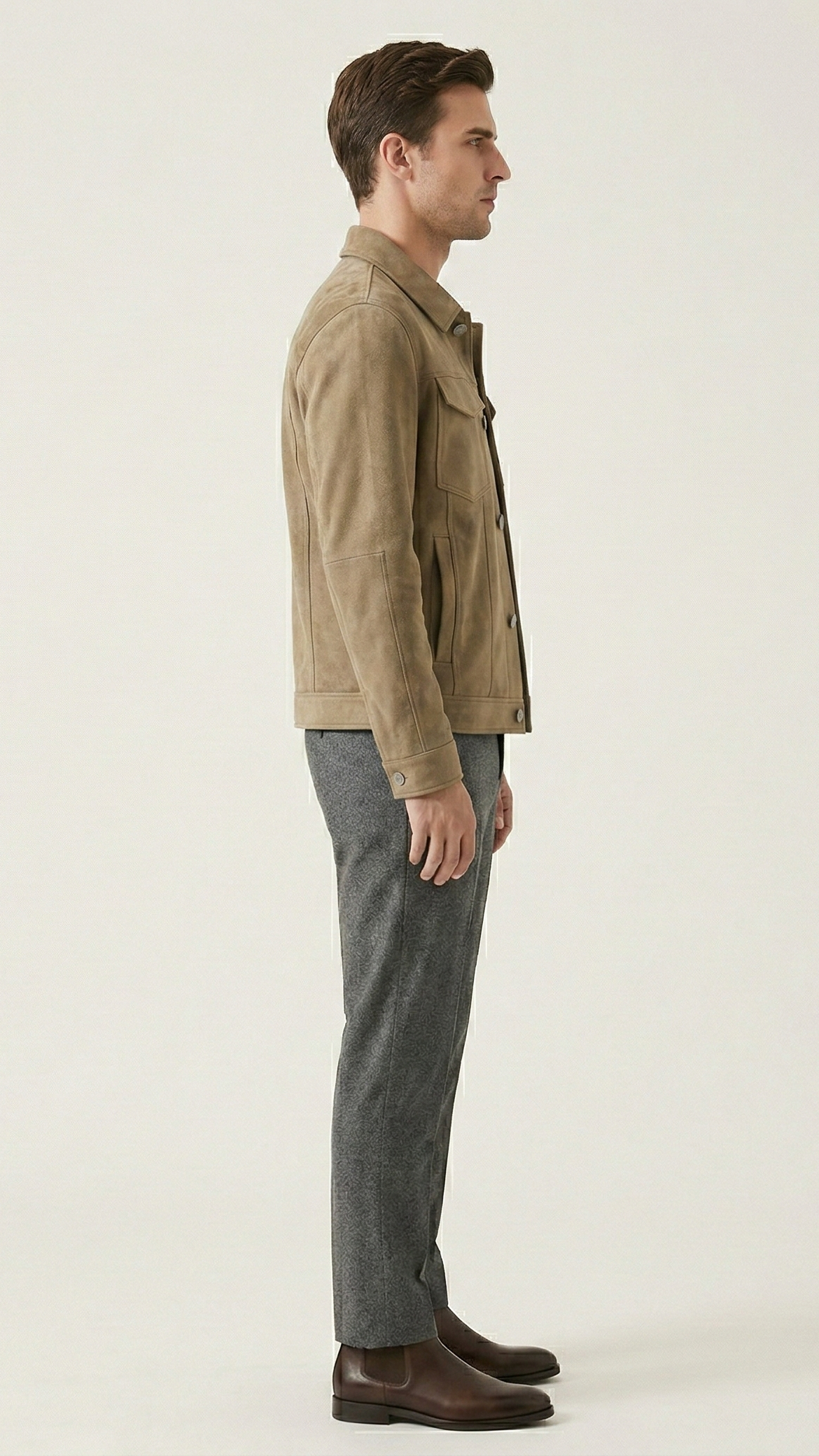 Veste homme boutonnée style suède