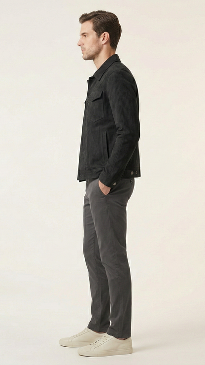 Veste homme boutonnée style suède