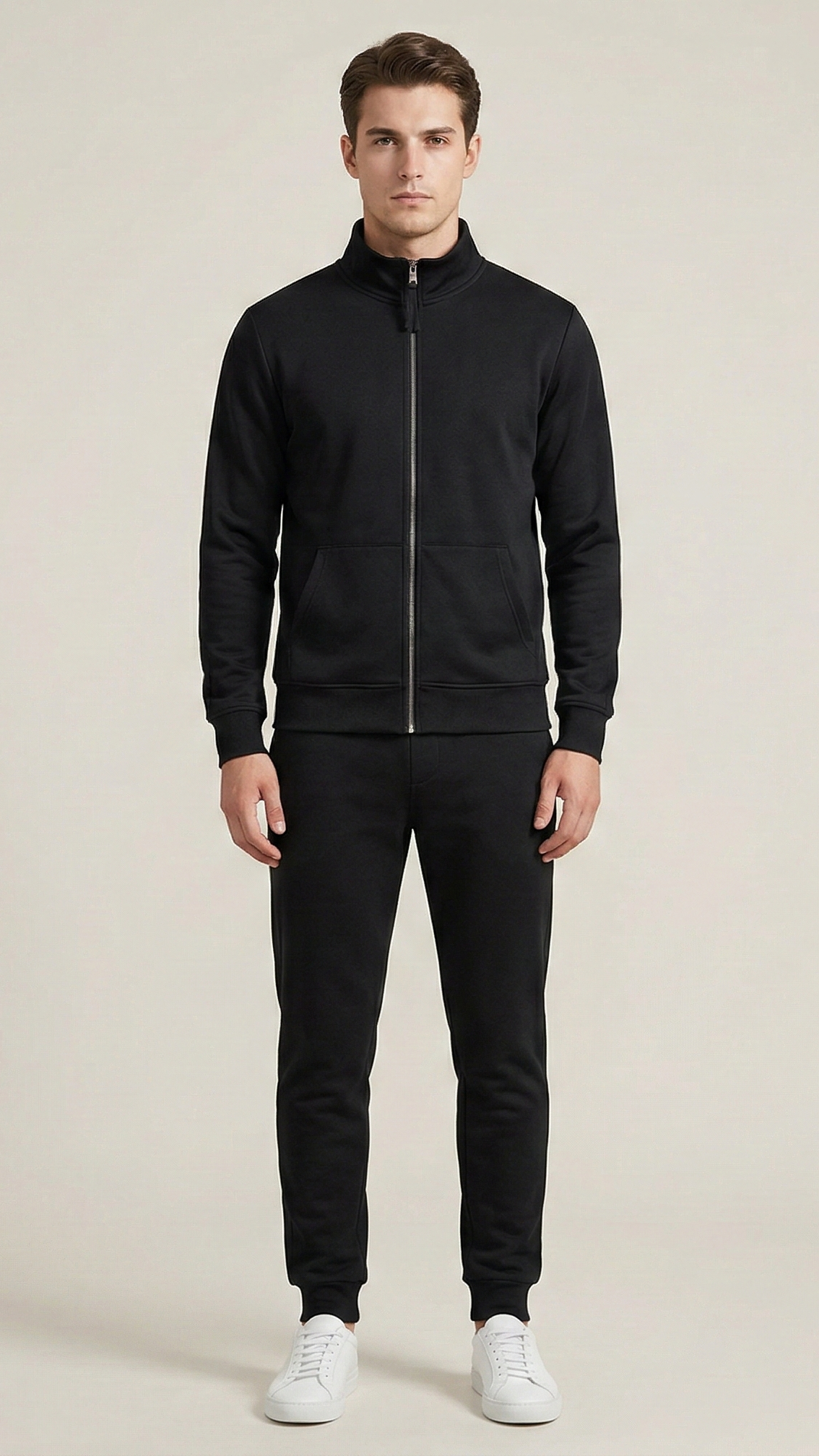 Sweat zippé homme col montant
