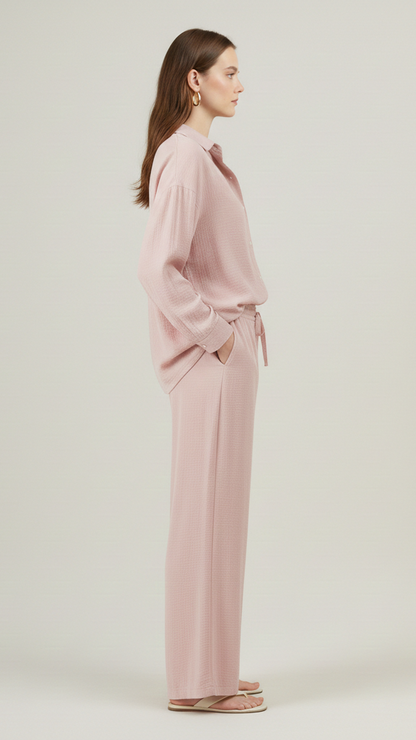 Ensemble 2 pièces femme effet lin