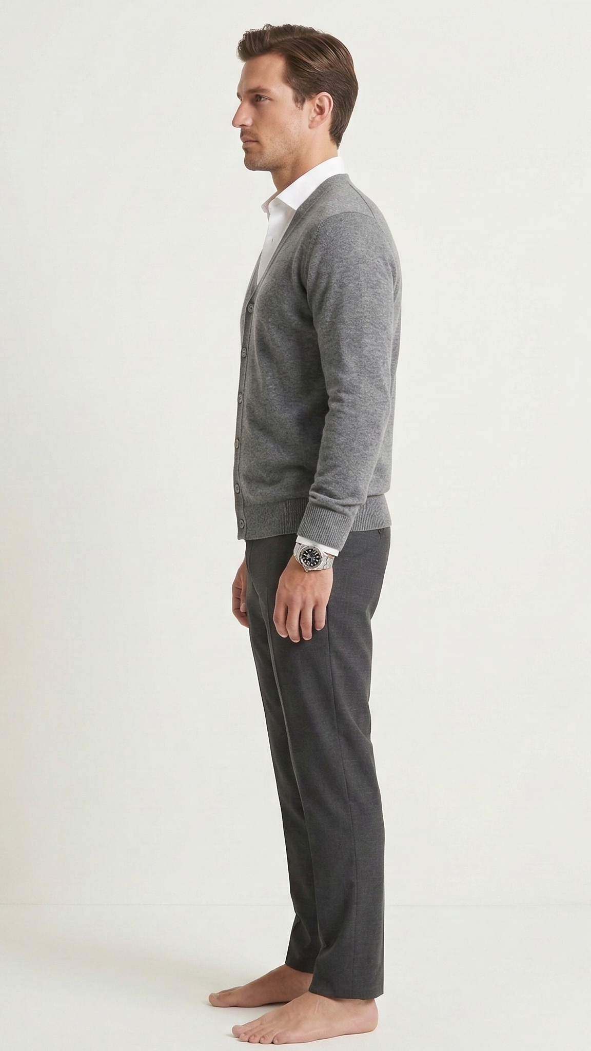 Gilet homme col V boutonné