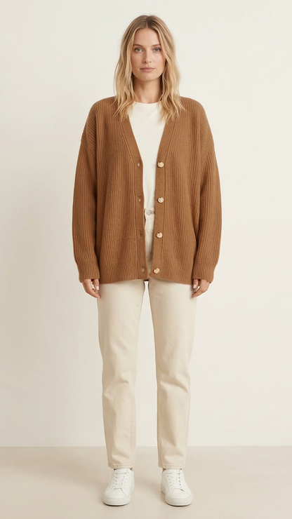 Cardigan maille femme boutonné col V