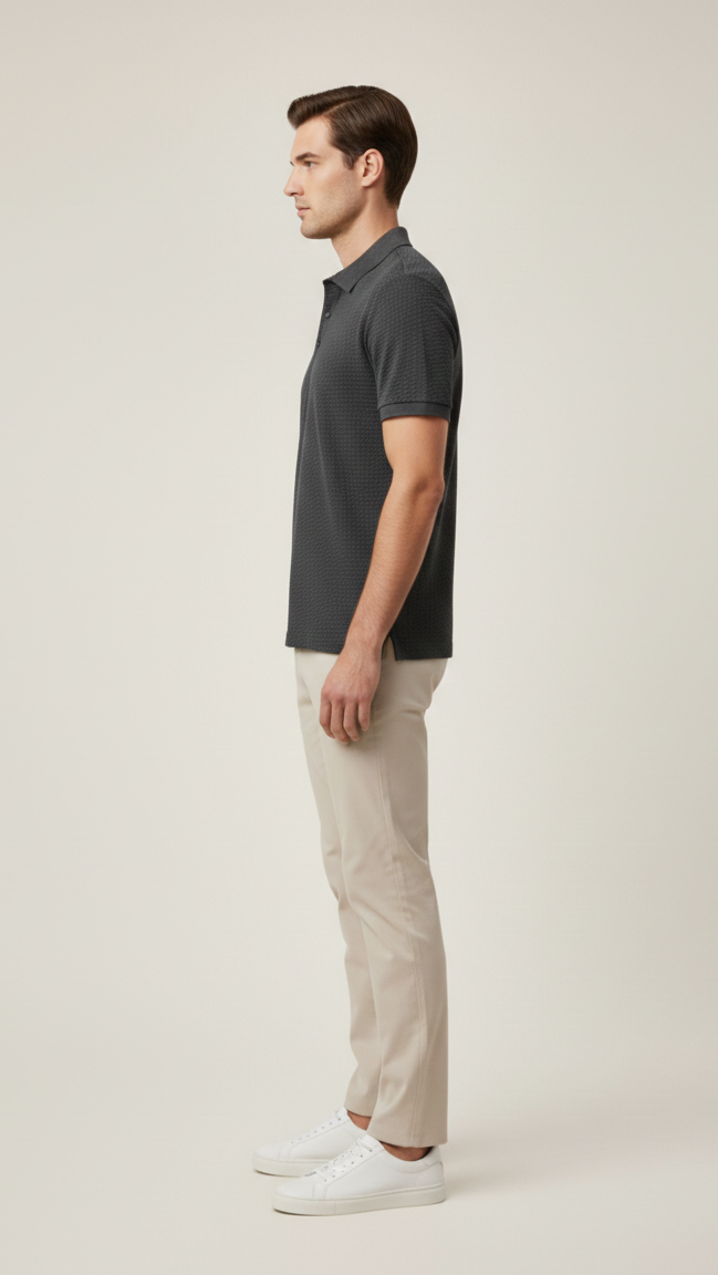 Polo Homme en Maille Ajourée
