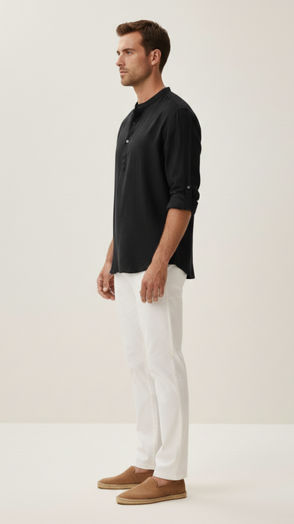Chemise unisexe col classique manches longues