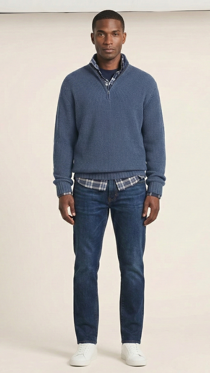 Pull homme col camionneur zippé