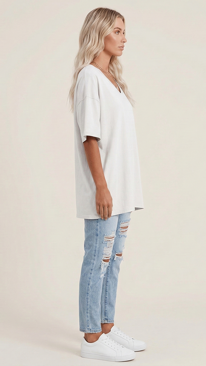 T-shirt femme col V manches courtes