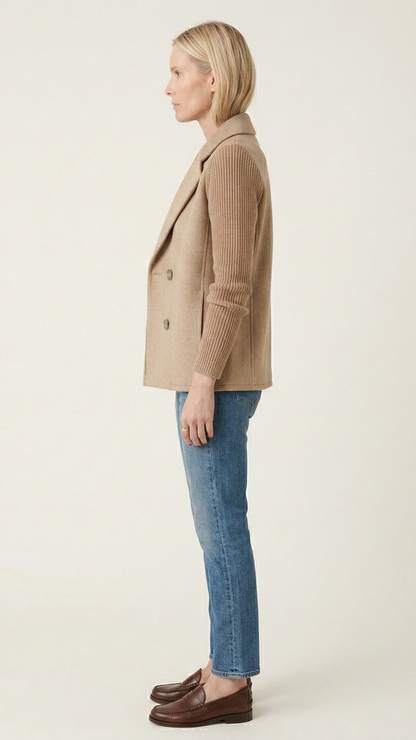 Blazer femme double boutonnage manches contrastées