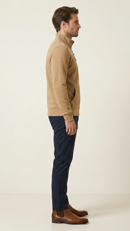 Sweat zippé homme col montant