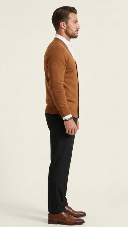 Gilet homme col V boutonné
