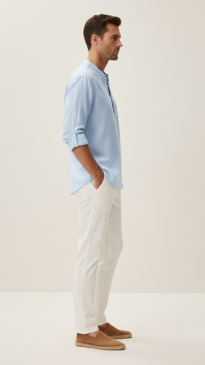 Chemise unisexe col classique manches longues