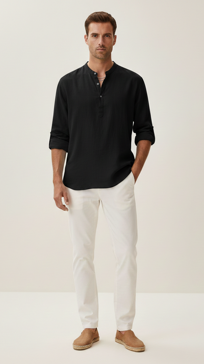 Chemise unisexe col classique manches longues