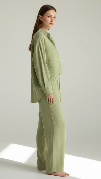 Ensemble 2 pièces femme effet lin