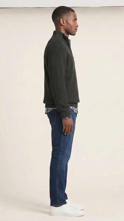 Pull homme col camionneur zippé