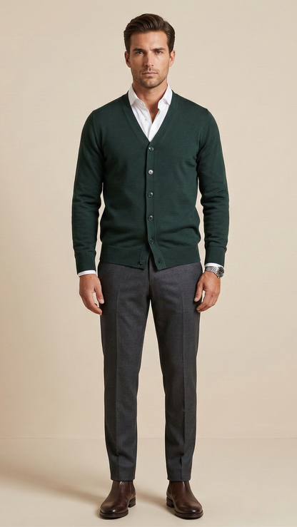 Gilet homme col V boutonné
