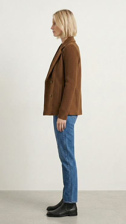 Blazer femme double boutonnage manches contrastées