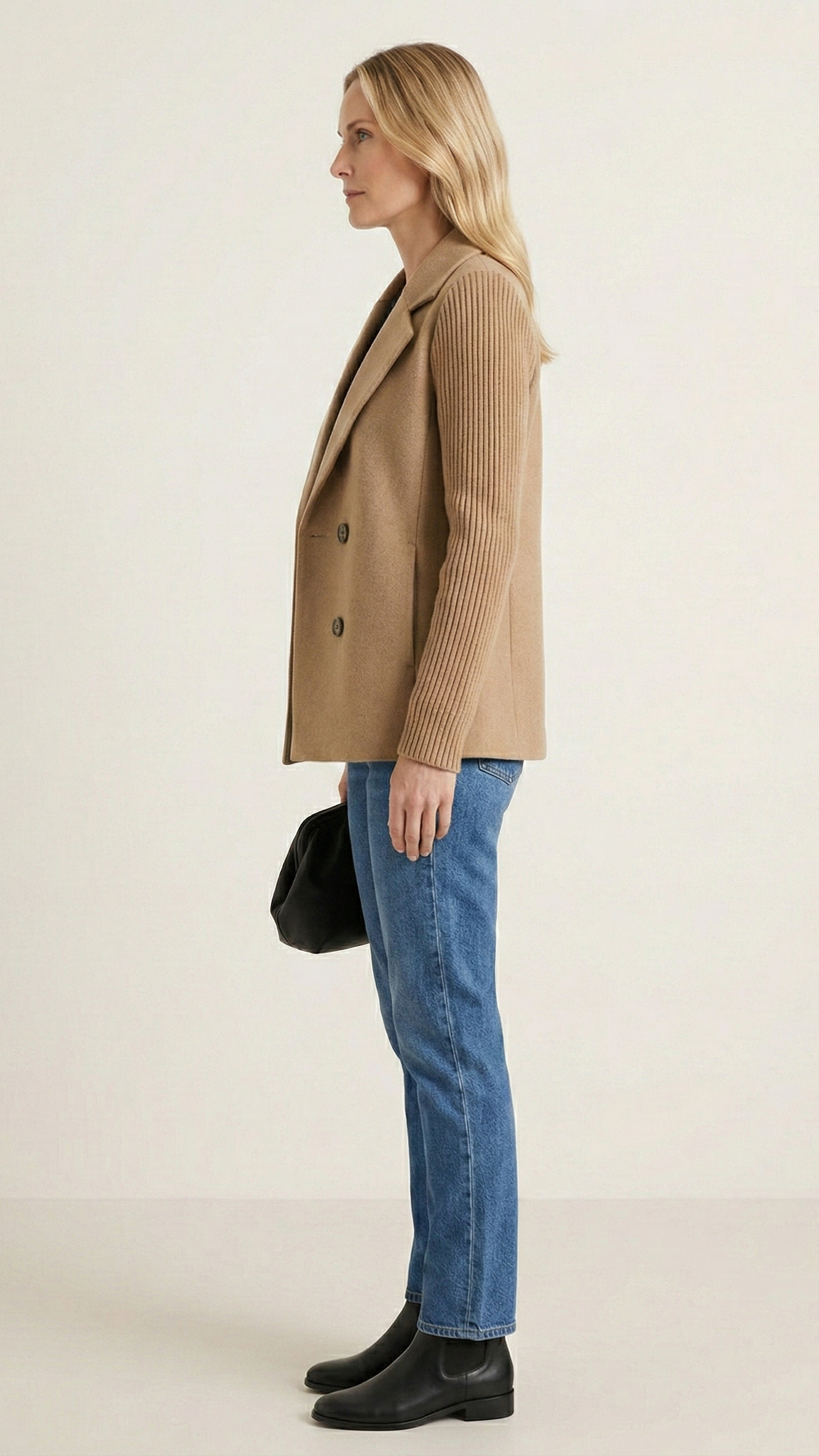 Blazer femme double boutonnage manches contrastées