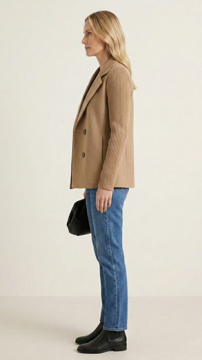 Blazer femme double boutonnage manches contrastées