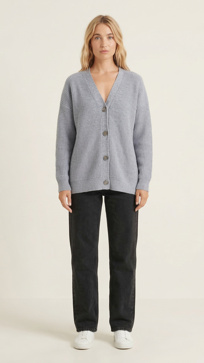 Cardigan maille femme boutonné col V