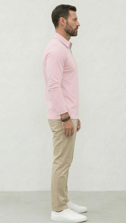 Polo Homme Manches Longues Poche Poitrine
