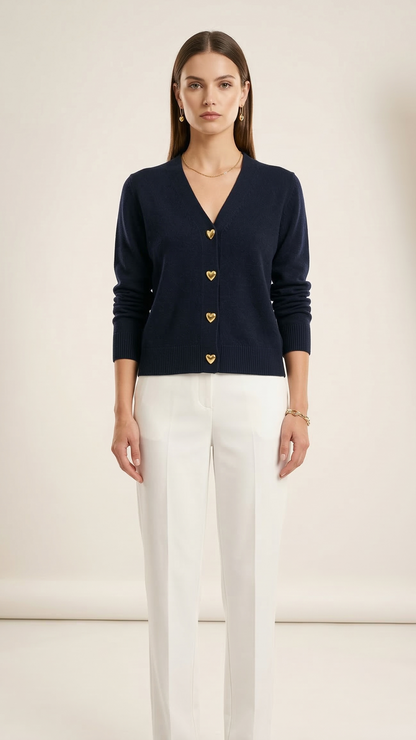 Cardigan femme col V boutonné