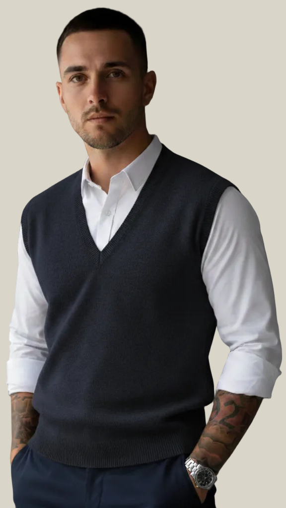 Pull sans manches homme col V