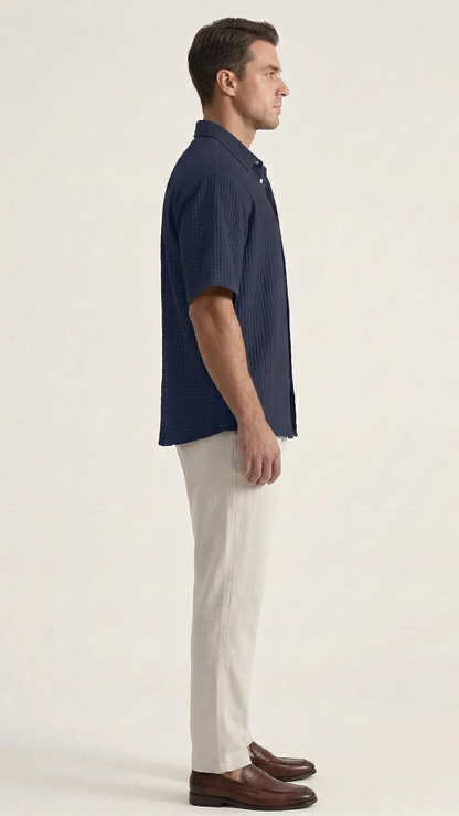 Chemise gaufrée homme manches courtes