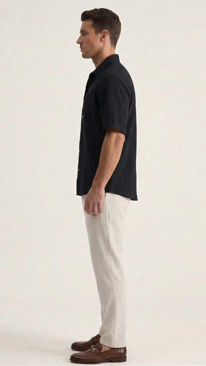 Chemise gaufrée homme manches courtes