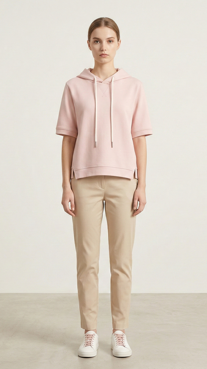 Sweat à capuche femme manches courtes