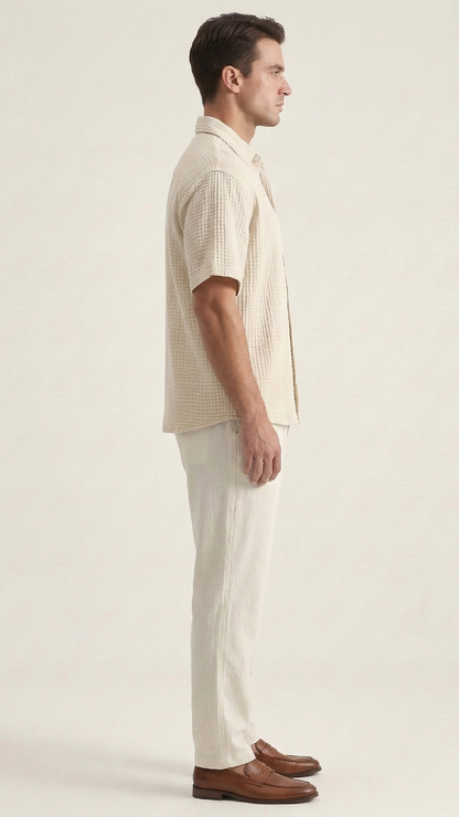 Chemise gaufrée homme manches courtes