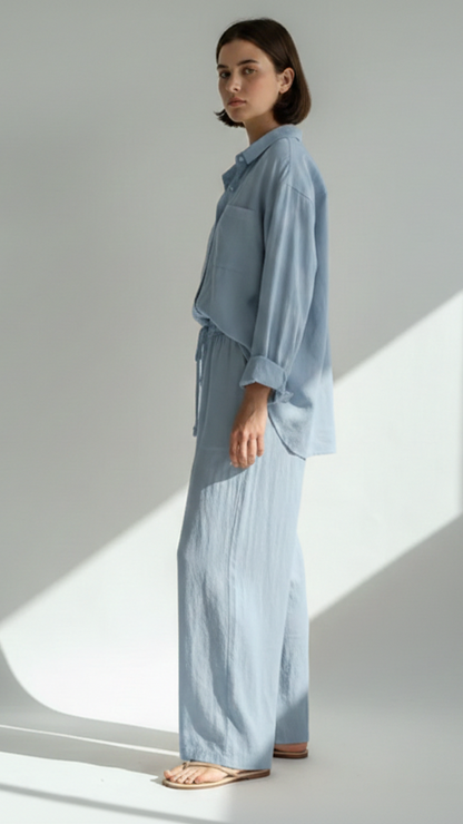 Ensemble 2 pièces femme effet lin