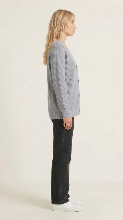 Cardigan maille femme boutonné col V