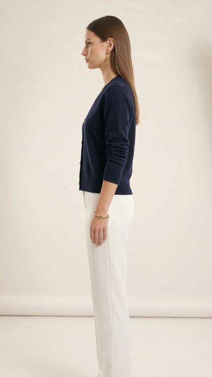 Cardigan femme col V boutonné