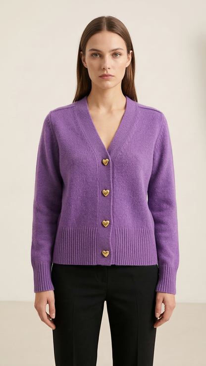 Cardigan femme col V boutonné