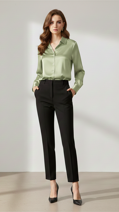 Chemisier femme boutonné manches longues