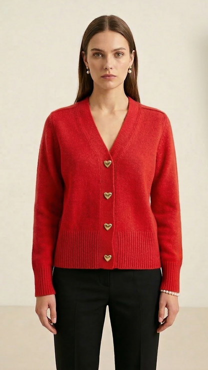 Cardigan femme col V boutonné